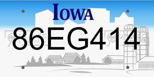 86EG414 Iowa License Plate