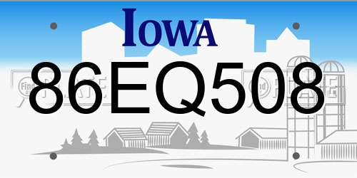 86EQ508 Iowa License Plate