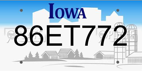86ET772 Iowa License Plate