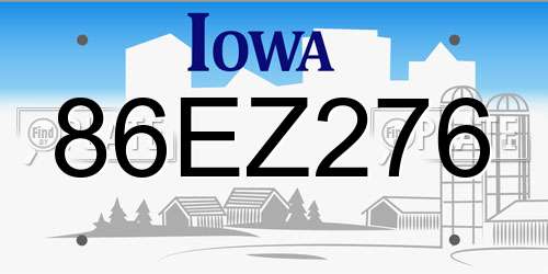 86EZ276 Iowa License Plate