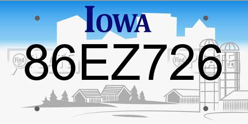 86EZ726 Iowa License Plate