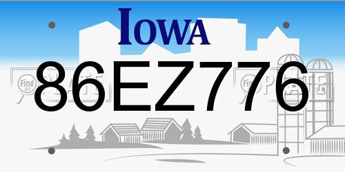 86EZ776 Iowa License Plate