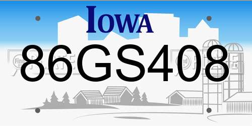 86GS408 Iowa License Plate