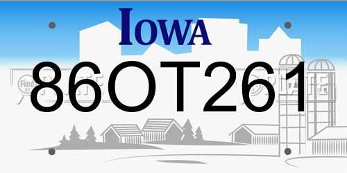 86OT261 Iowa License Plate