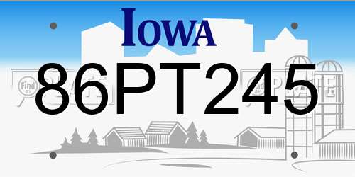 86PT245 Iowa License Plate