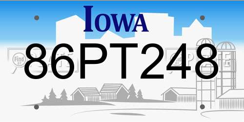 86PT248 Iowa License Plate