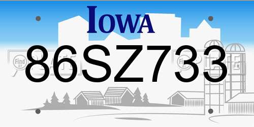 86SZ733 Iowa License Plate