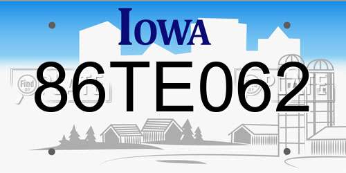 86TE062 Iowa License Plate