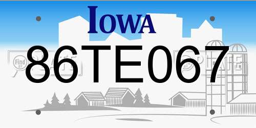 86TE067 Iowa License Plate
