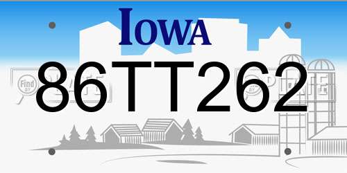 86TT262 Iowa License Plate