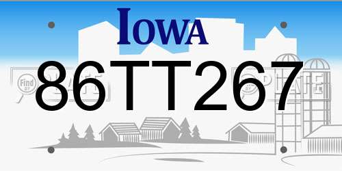 86TT267 Iowa License Plate