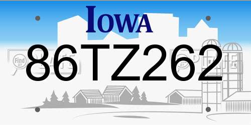 86TZ262 Iowa License Plate