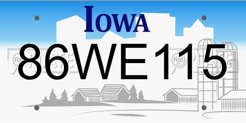 86WE115 Iowa License Plate
