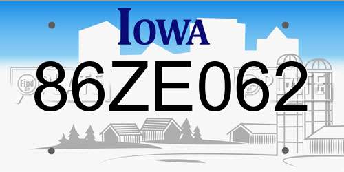 86ZE062 Iowa License Plate