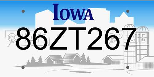 86ZT267 Iowa License Plate