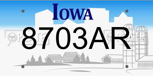 8703AR Iowa License Plate