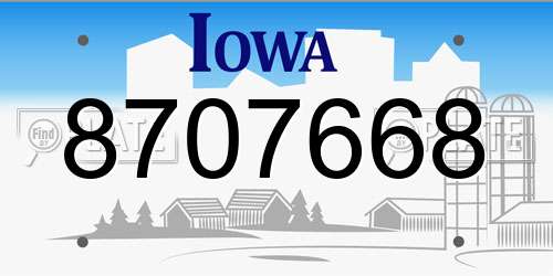 8707668 Iowa License Plate
