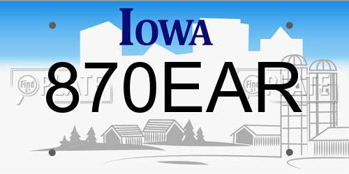 870EAR Iowa License Plate