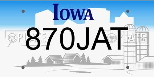 870JAT Iowa License Plate