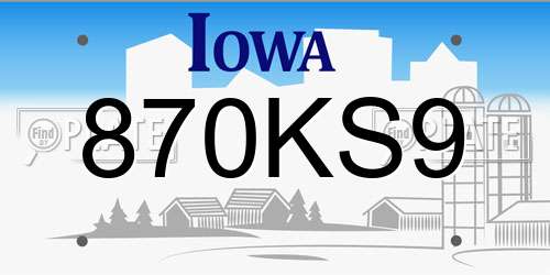 870KS9 Iowa License Plate