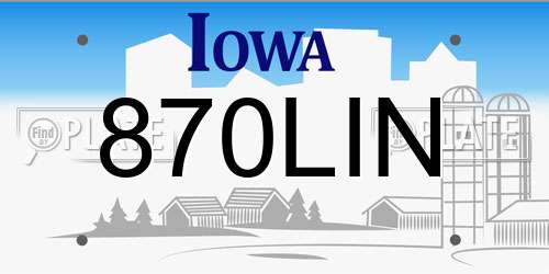 870LIN Iowa License Plate