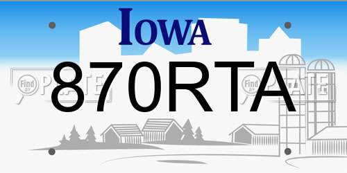 870RTA Iowa License Plate