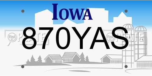 870YAS Iowa License Plate