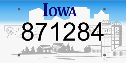 871284 Iowa License Plate