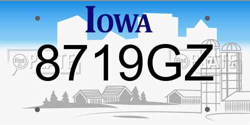 8719GZ Iowa License Plate