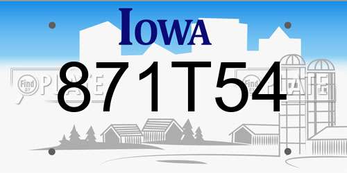 871T54 Iowa License Plate