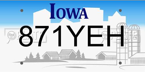 871YEH Iowa License Plate