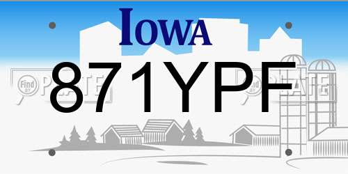 871YPF Iowa License Plate