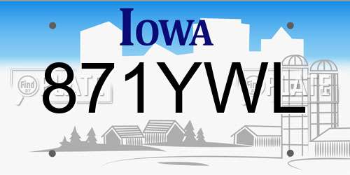 871YWL Iowa License Plate