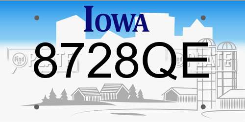 8728QE Iowa License Plate