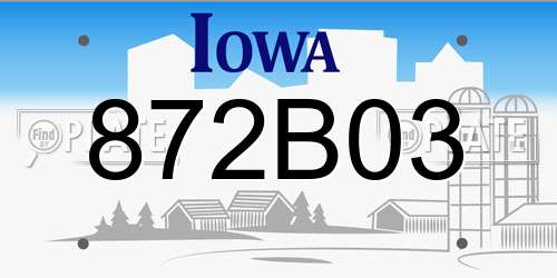 872B03 Iowa License Plate