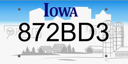 872BD3 Iowa License Plate