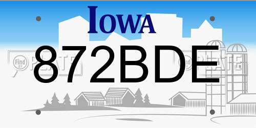 872BDE Iowa License Plate