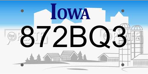 872BQ3 Iowa License Plate