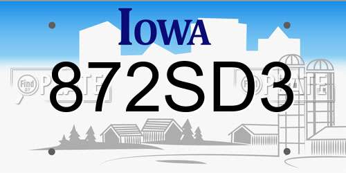 872SD3 Iowa License Plate