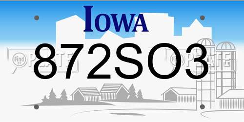 872SO3 Iowa License Plate