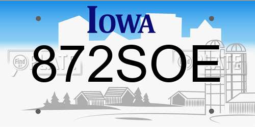 872SOE Iowa License Plate