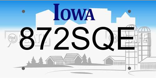 872SQE Iowa License Plate