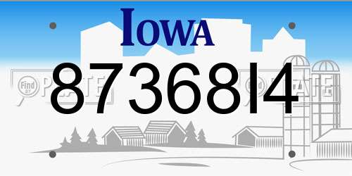87368I4 Iowa License Plate