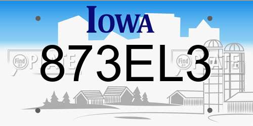 873EL3 Iowa License Plate
