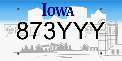 873YYY Iowa License Plate