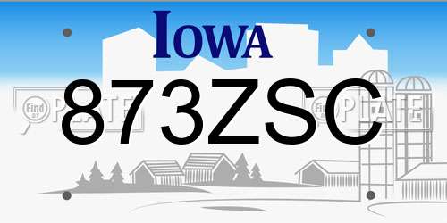 873ZSC Iowa License Plate