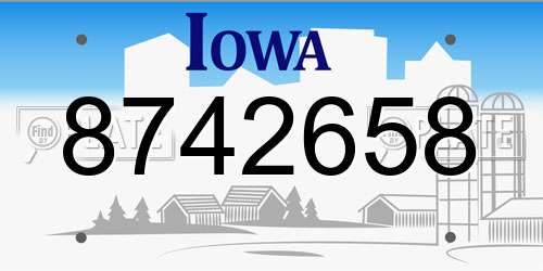 8742658 Iowa License Plate
