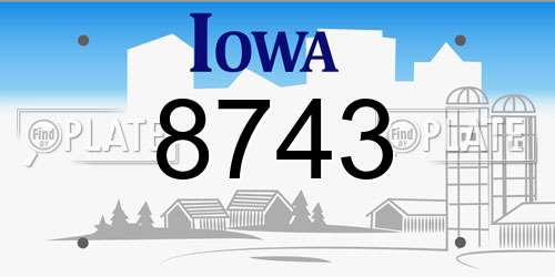 8743 Iowa License Plate