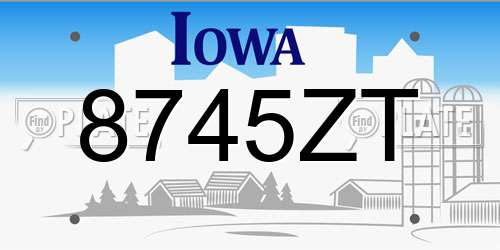 8745ZT Iowa License Plate