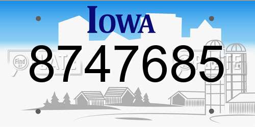 8747685 Iowa License Plate